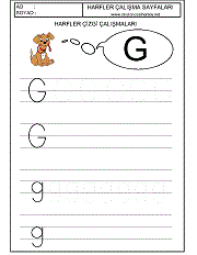 okul öncesi harfler çizgi çalışmaları g harfi